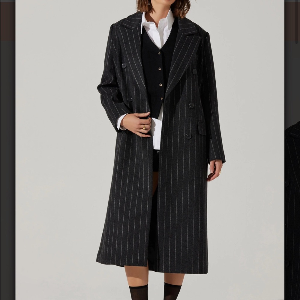 Black Pinstripe Long Coat